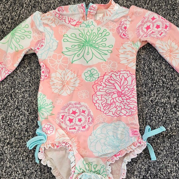 BOGO 🎀 Ruffle Butts Sleeved Swimsuit- 6-12M - Picture 1 of 4
